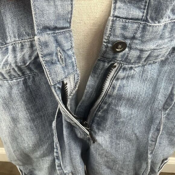 Rails Johnny Indigo Chambray Blue Romper XS Long Sleeve Tencel Linen - Picture 6 of 16